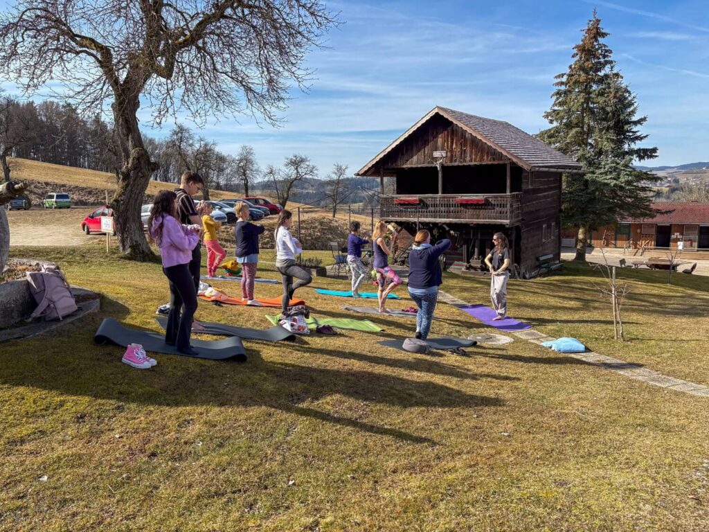 yoga auf der wiese